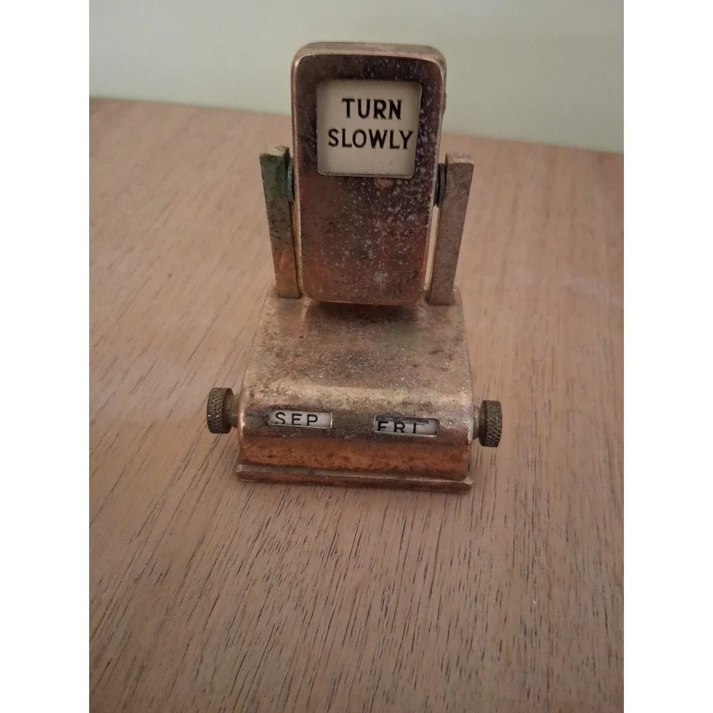 Mid-Century Vintage Brass Flip Desk Calendar – Complete Date Set. Japan